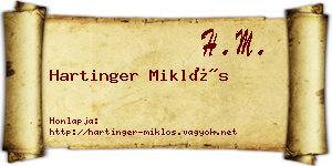 Hartinger Miklós névjegykártya